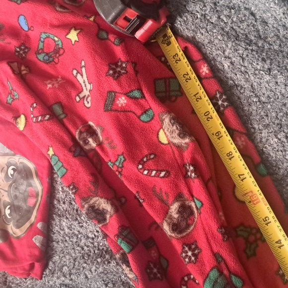 Pug dog reindeer Christmas ornament PJs top and bottom - Picture 2 of 6